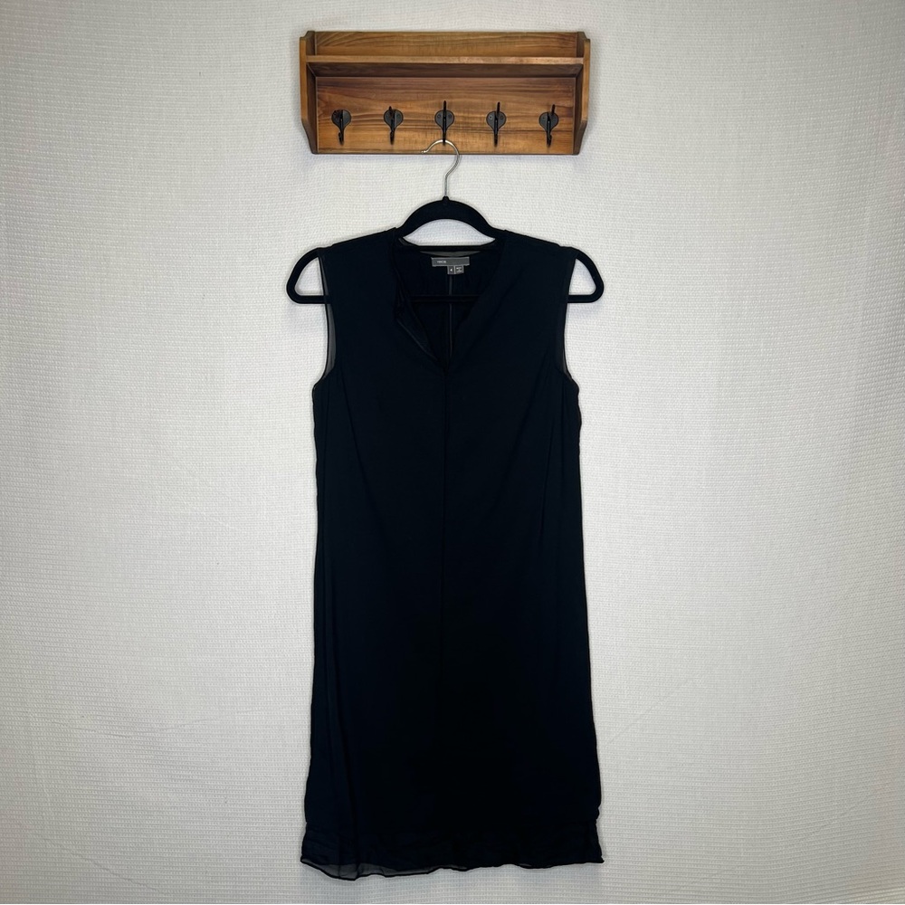 Vince | Woman's 4 Elegant Black Sleeveless Dress V Neck
